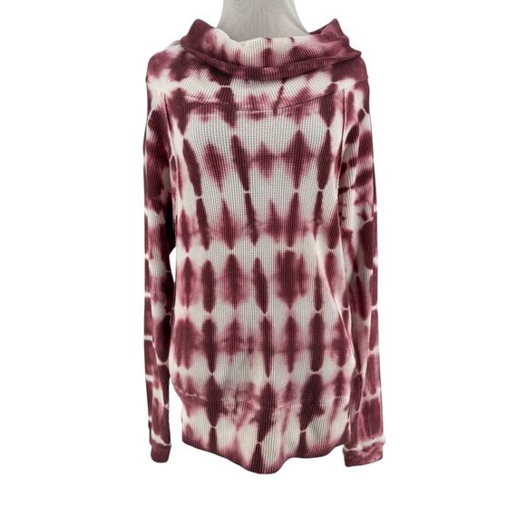 Pilcro Anthropologie Women's Tie Dye Pink Angie Cowl Neck Waffle Knit Thermal XS - Picture 1 of 6